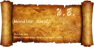 Wendler Benő névjegykártya