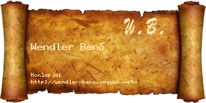 Wendler Benő névjegykártya