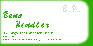 beno wendler business card